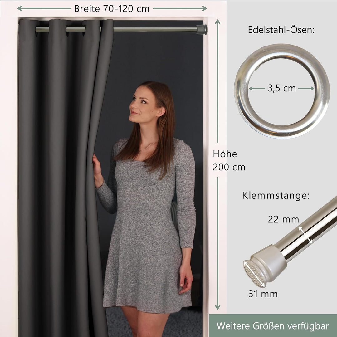 tinycurtains Türvorhang mit Teleskopstange, einfache Montage in nur 1 Minute ohne Bohren (Türvorhang