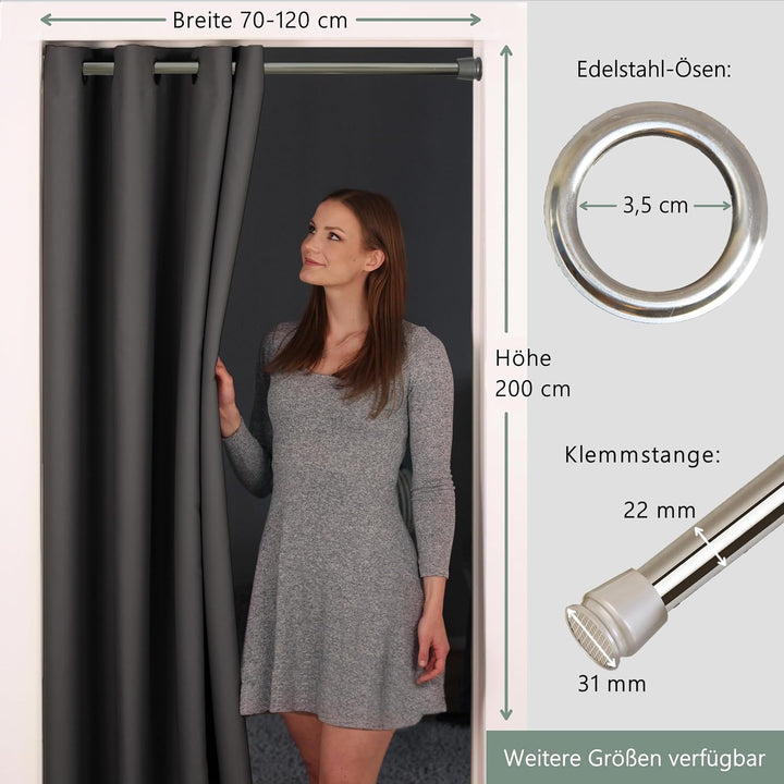 tinycurtains Türvorhang mit Teleskopstange, einfache Montage in nur 1 Minute ohne Bohren (Türvorhang