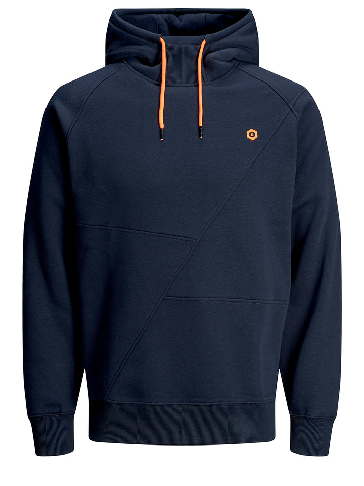 JACK & JONES Male Sweatshirt Detaillierter XS Navy Blazer/Detail Shocking Orange, XS Navy Blazer/Det