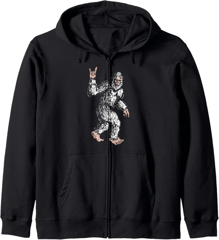 Yeti Bigfoot Rock and Roll Sasquatch Hand Symbol Believer Kapuzenjacke