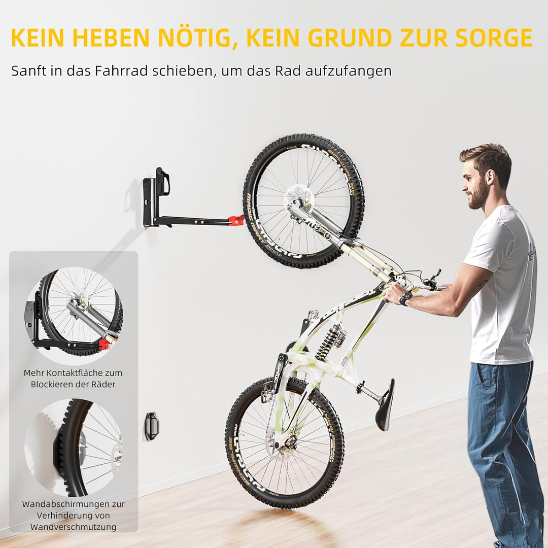 Fahrrad Wandhalterung, Wyxron Swivel Fahrradträger Wand 20-29“ Platzsparende Fahrradbügel 35kg Gewic