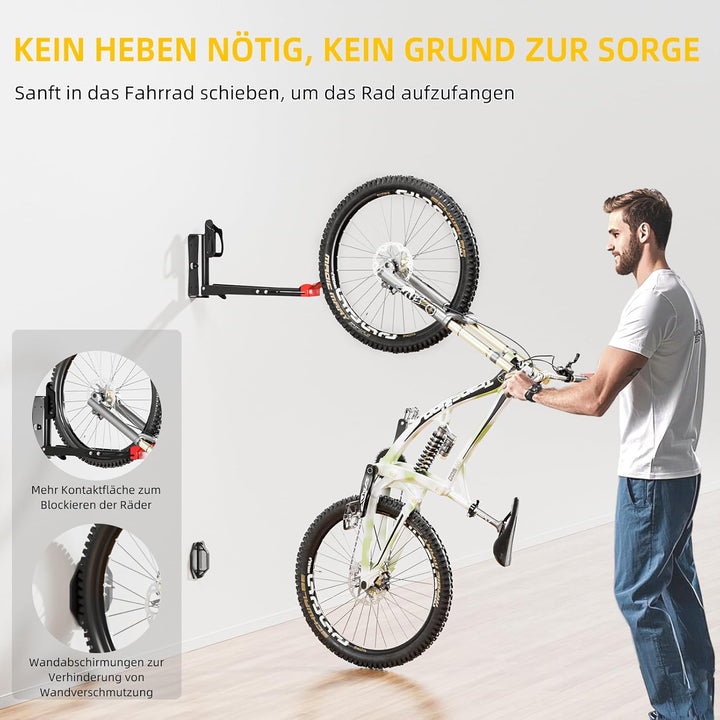 Fahrrad Wandhalterung, Wyxron Swivel Fahrradträger Wand 20-29“ Platzsparende Fahrradbügel 35kg Gewic
