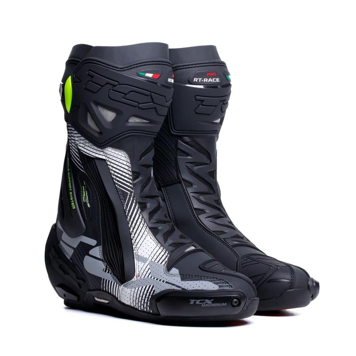 TCX Herren Rt-Race Pro Air Motorcycle Boot 40 EU Schwarz Weiss Grau, 40 EU Schwarz Weiss Grau