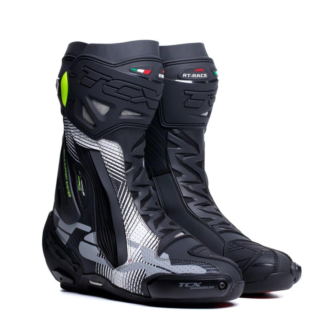 TCX Herren Rt-Race Pro Air Motorcycle Boot 40 EU Schwarz Weiss Grau, 40 EU Schwarz Weiss Grau