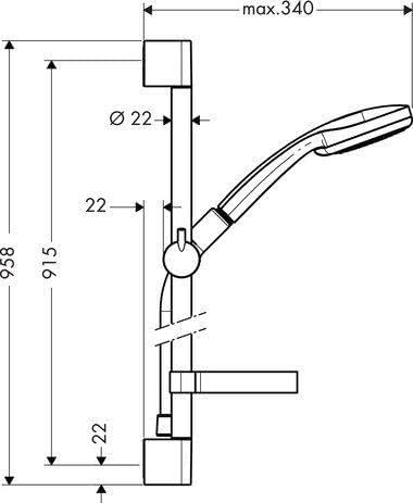 hansgrohe Croma 100 wassersparendes Duschset 0,90m, 4 Strahlarten, Chrom Chrom 0,90m Set 4 wasserspa