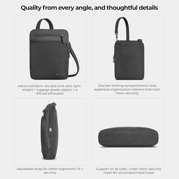 Travelon Unisex Diebstahlschutz Metro Small Crossbody Umhängetasche 9.75 x 10.75 x 2 Grau, 9.75 x 10