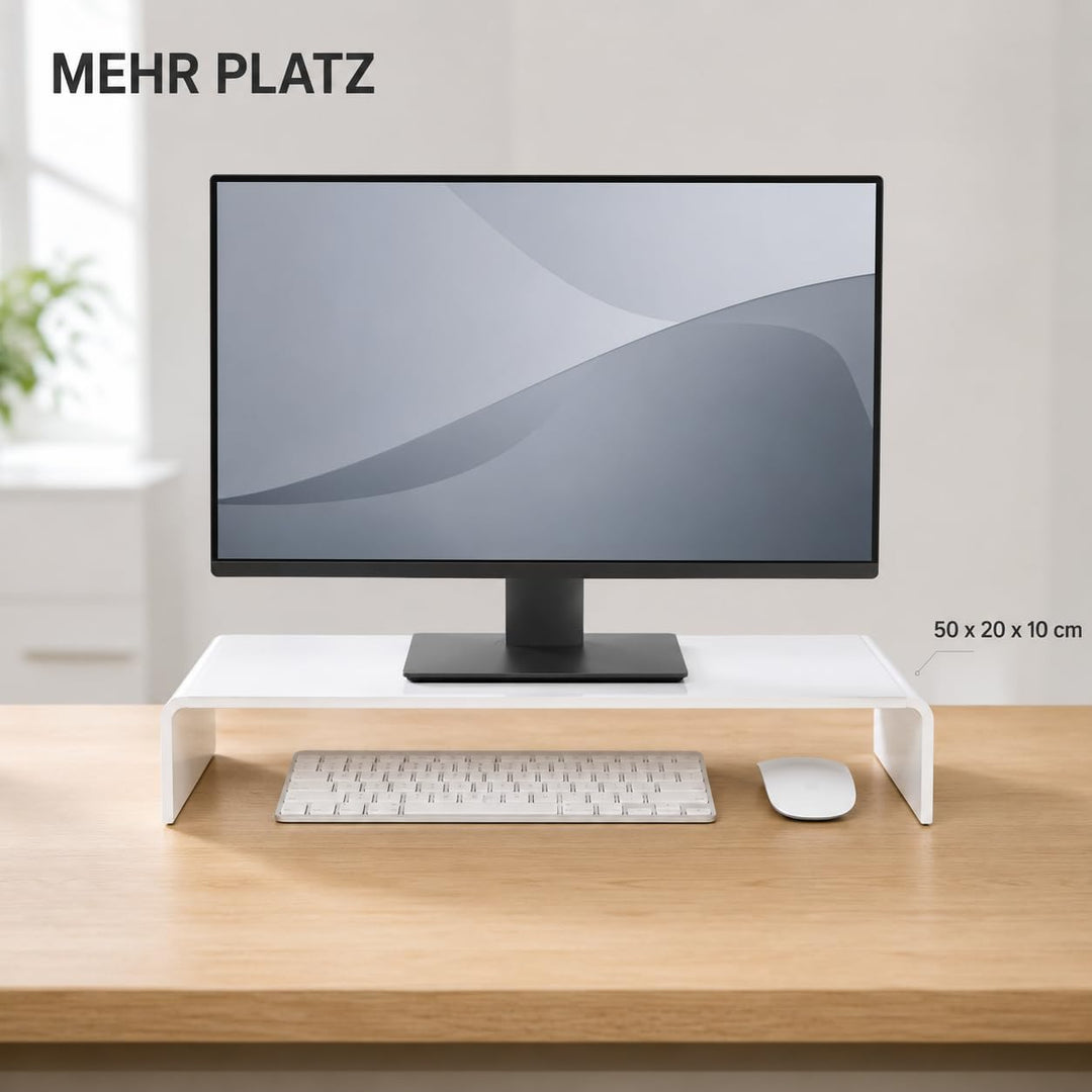Acrylglas Monitorständer - Exklusive Bildschirmerhöhung aus deutscher Handarbeit - 10mm Monitor Stan