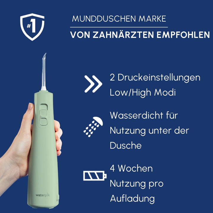 Waterpik Pulse Munddusche kabellos, Professionelle 99,9% Plaque Entfernung, 2 Intensitätsmodi, Zahnz