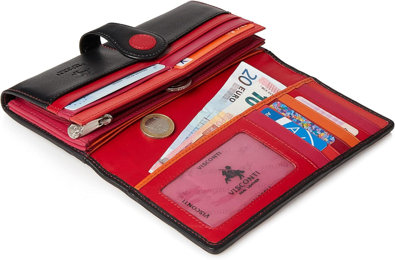 VISCONTI 100% Pur Leder Portemonnaie Damen RFID Schutz Geldbeutel Damen Geldbörse Bifold Mehrfarbig