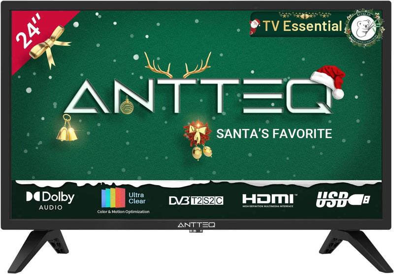 Antteq AB24F1D Fernseher 24 Zoll (TV 60 cm), 720p, Dolby Audio, LED, Triple Tuner DVB-C / T2 / S2, C