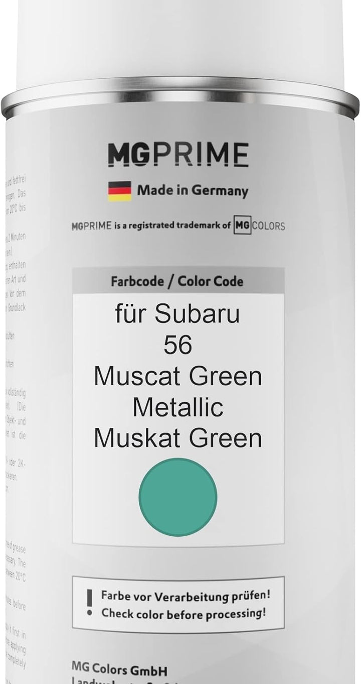 MG PRIME Autolack Sprühdosen Set für Subaru 56 Muscat Green Metallic/Muskat Green Basislack Klarlack