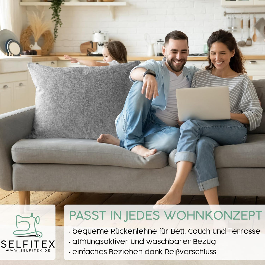 Selfitex Modisches Couchkissen XXL 60x80 cm, Sofakissen mit Füllung und Bezug, kuschelweiches Leseki