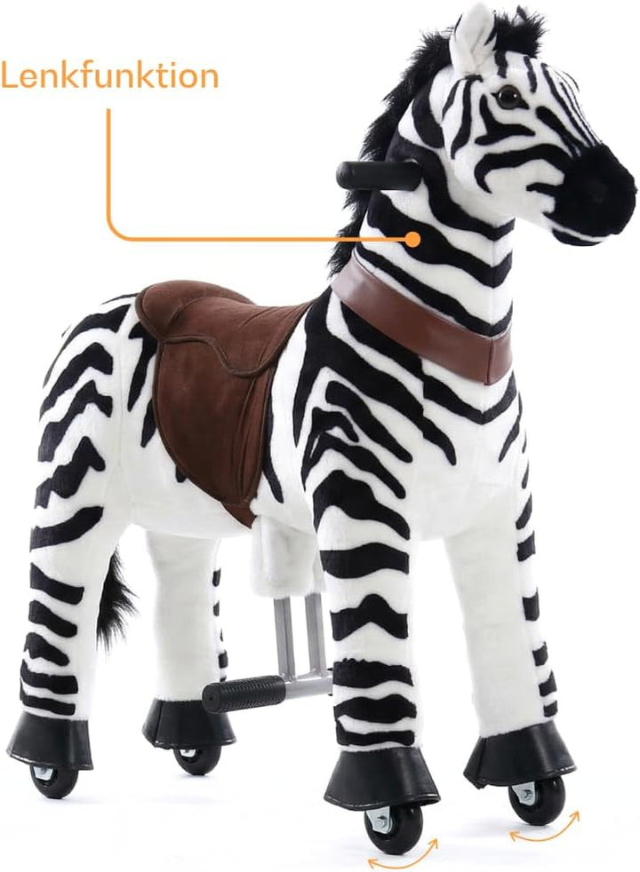 Zebra auf Rollen Klein, 3-5 Jahre, Reitpferd für Kinder, Schwarz Schwarz XS, Schwarz XS