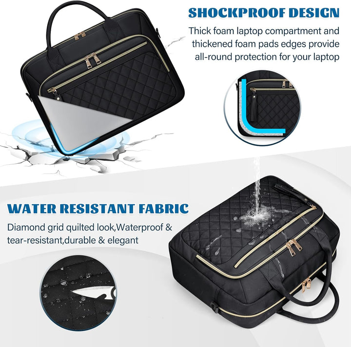RAINSMORE Laptoptasche Damen 17,3 Zoll Laptop Aktentasche Wasserdichte | Arbeitstasche Lehrertasche