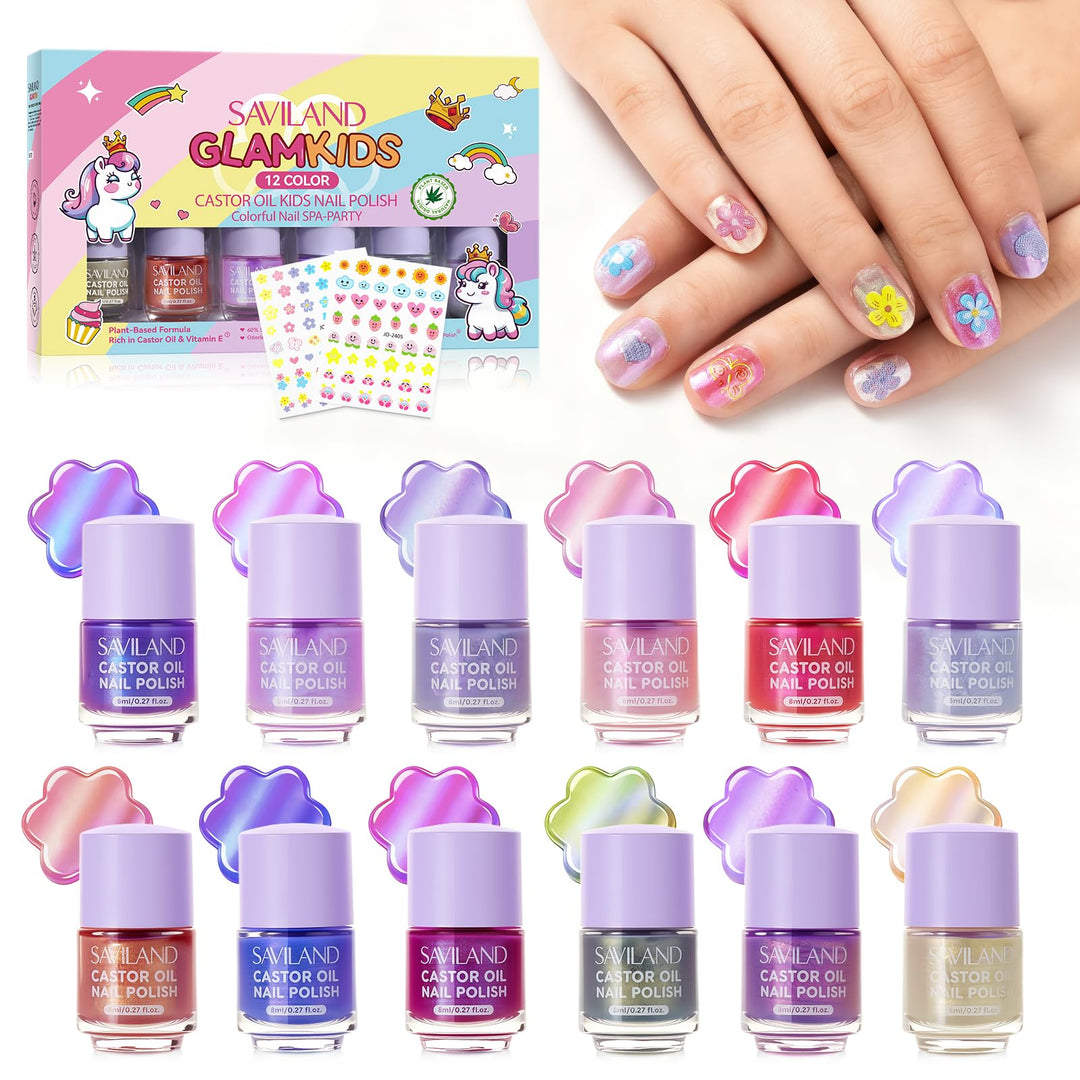 SAVILAND Nagellack Set auf Wasserbasis Peel Off Ngellack Mädchen Ungiftig Kit Pflanzlicher Nagellack