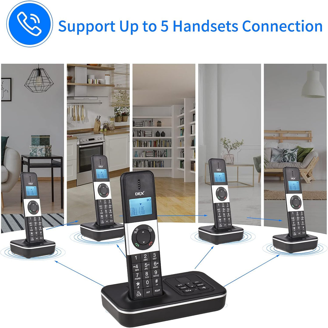 Bisofice D1002 Telefon Schnurlos 3 Mobilteile mit Anrufbeantworter, Anrufer-ID/Anklopfen, 1,6-Zoll-L