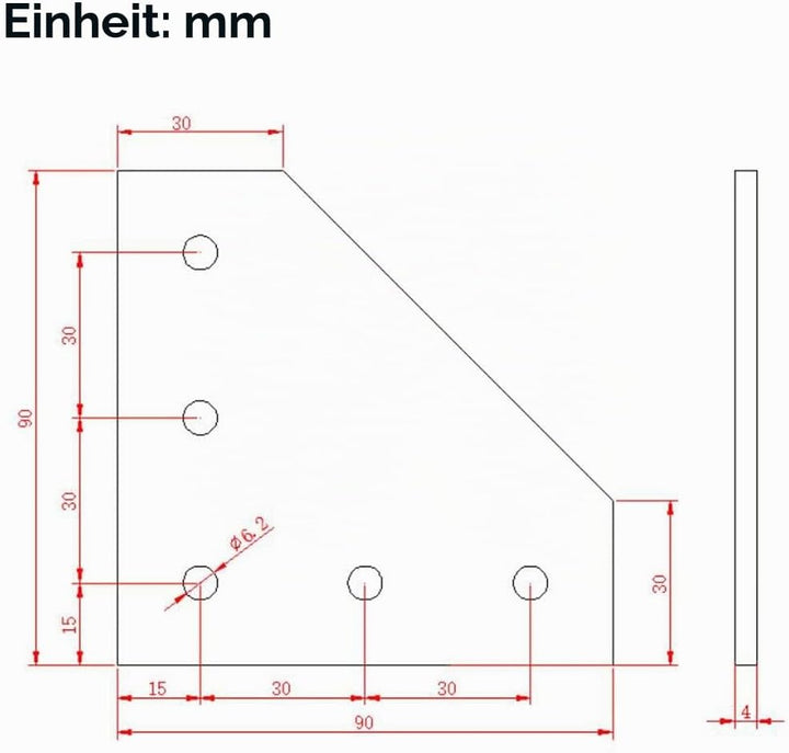 Zeberoxyz 8 STÜCKE Schwarz L Form Eckwinkel Platte mit Schrauben und T-Muttern, 5-Loch 90Grad Joint