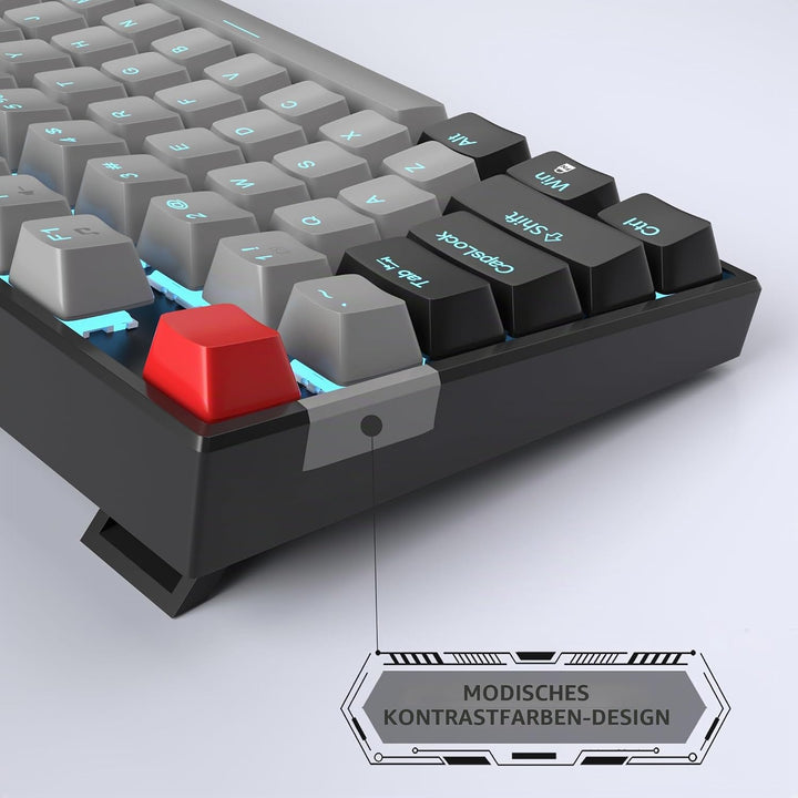 MageGee 75% Mechanische Gaming-Tastatur mit blauem Schalter, LED-Tastatur mit blauer Hintergrundbele