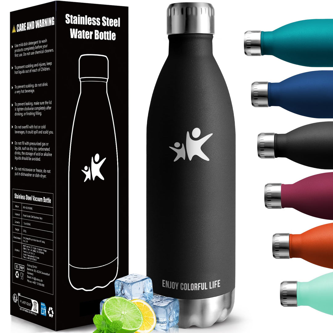 HoneyHolly Trinkflasche Edelstahl, Thermosflasche 1000ML, BPA-frei Auslaufsichere Vakuum Isolierte,