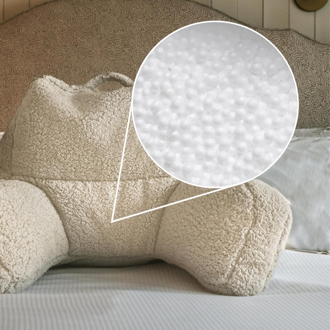 Icon Teddybär Rückenlehne Lesekissen, Beige, 2er Pack, Lesekissen Flauschig mit Sitzsack Füllung, Rü