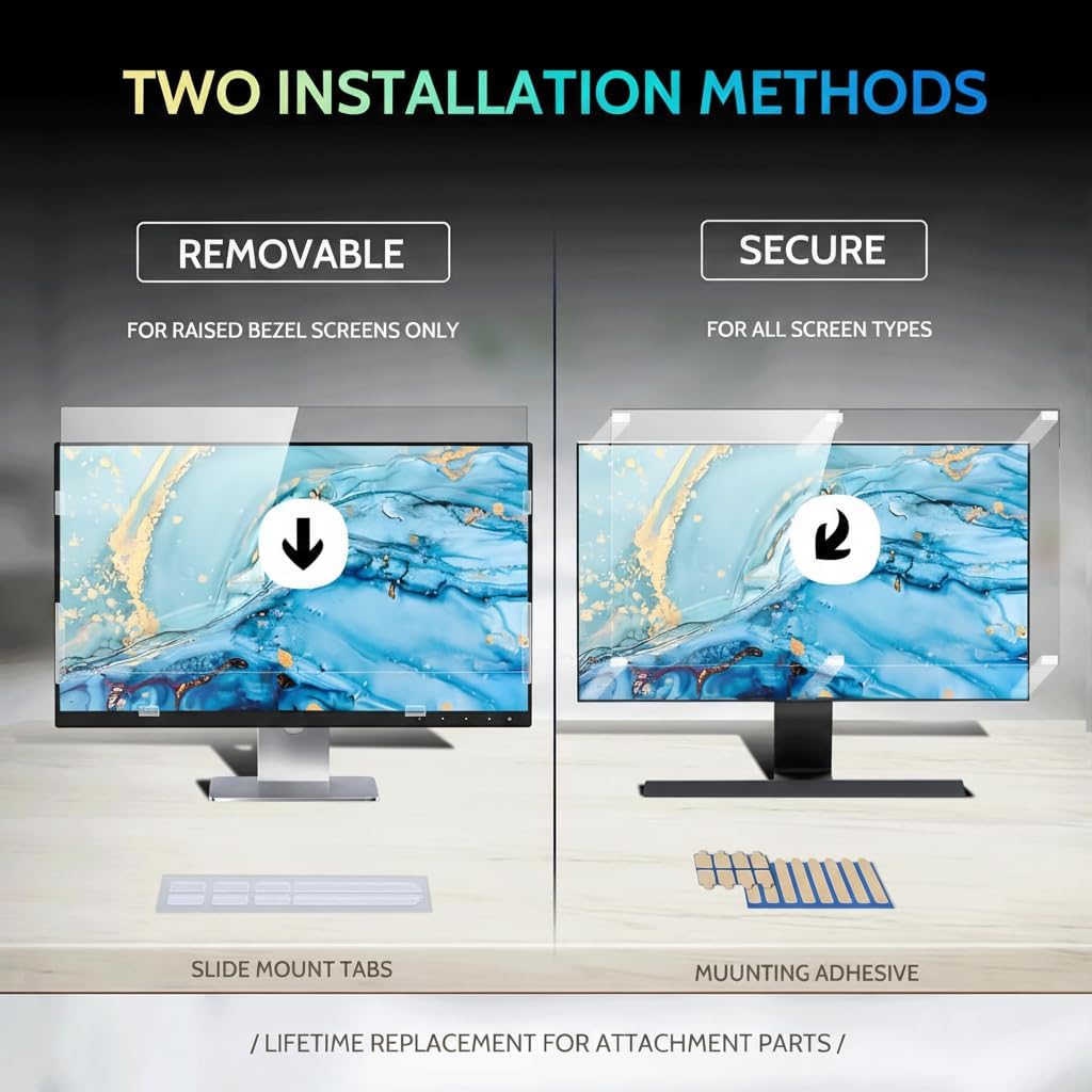 23.8 Zoll 16:9 Bildschirm Blickschutzfilter für Computer Monitor,Anti-Blaulicht Blendfrei Abnehmbare