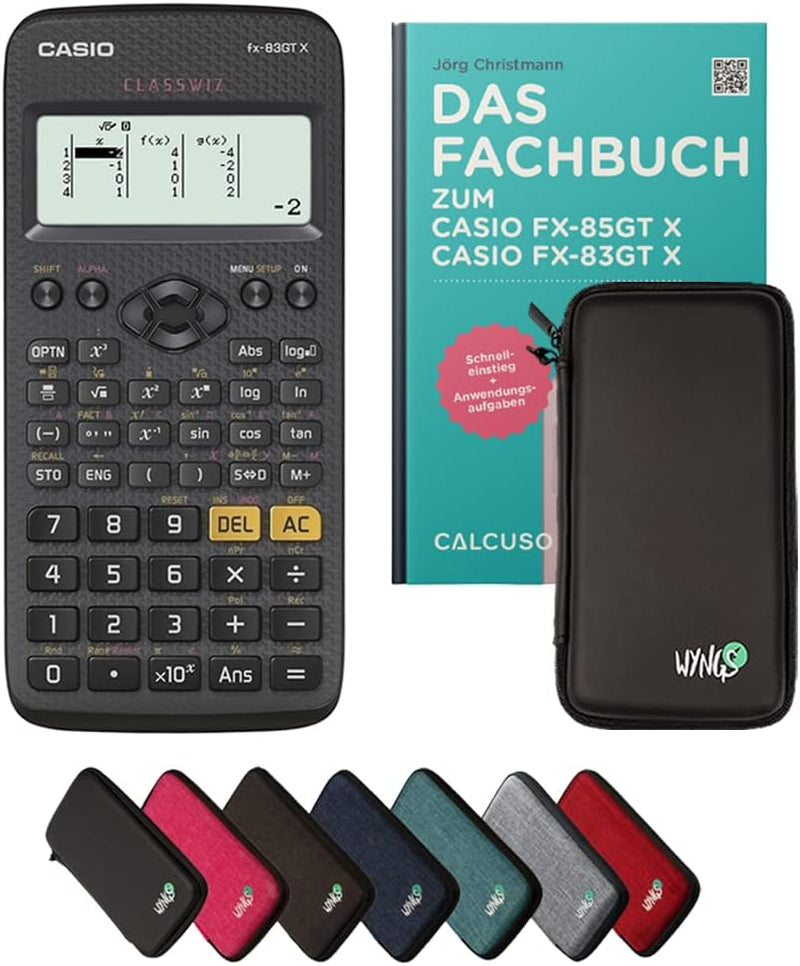 CALCUSO Standardpaket: Casio FX-83GT X technisch-wissenschaftlicher Taschenrechner + WYNGS Schutztas