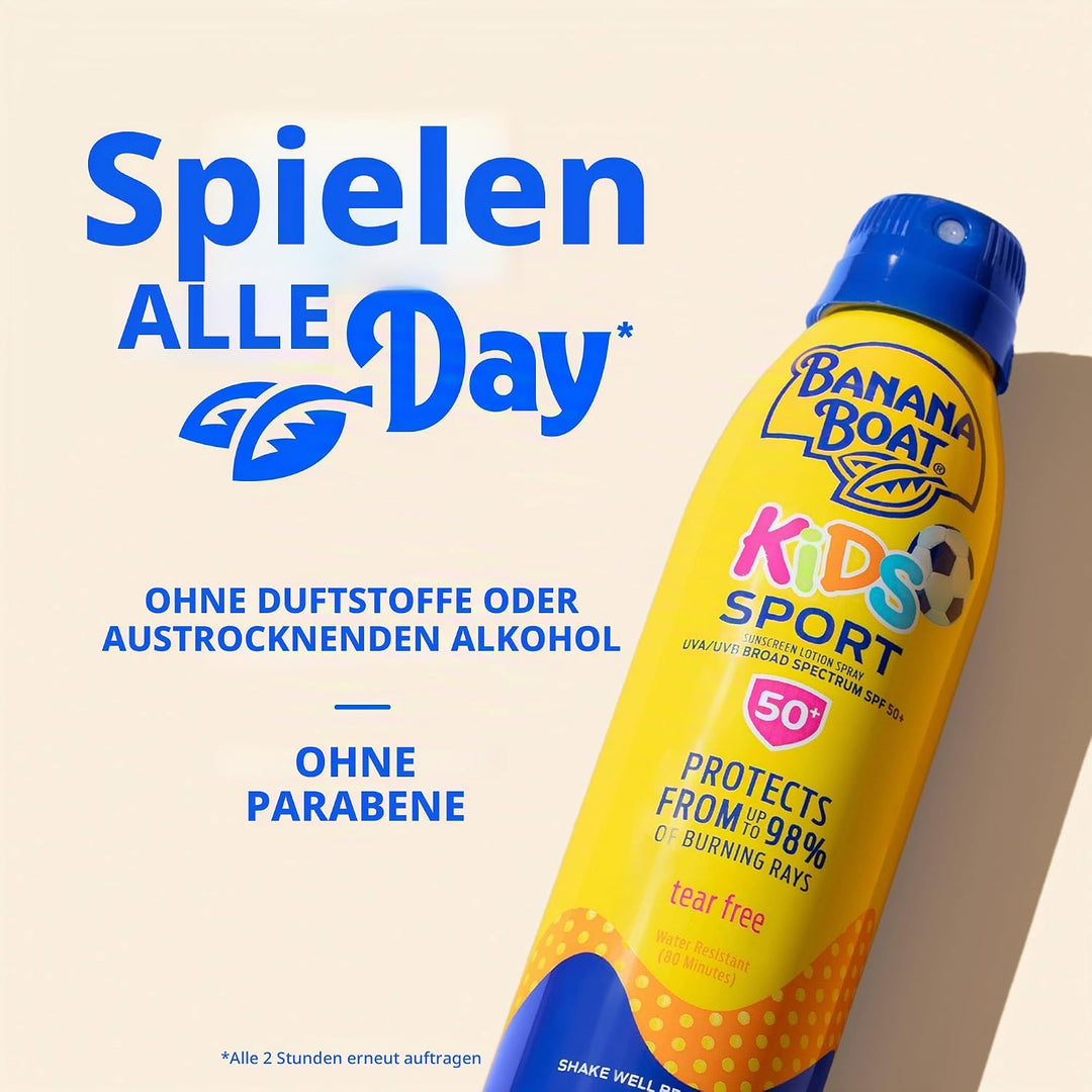 Banana Boat Sunscreen Kids Sport, Tear-Free Broad Spectrum Sunscreen Spray - SPF 50-6 Ounce Twin Pac