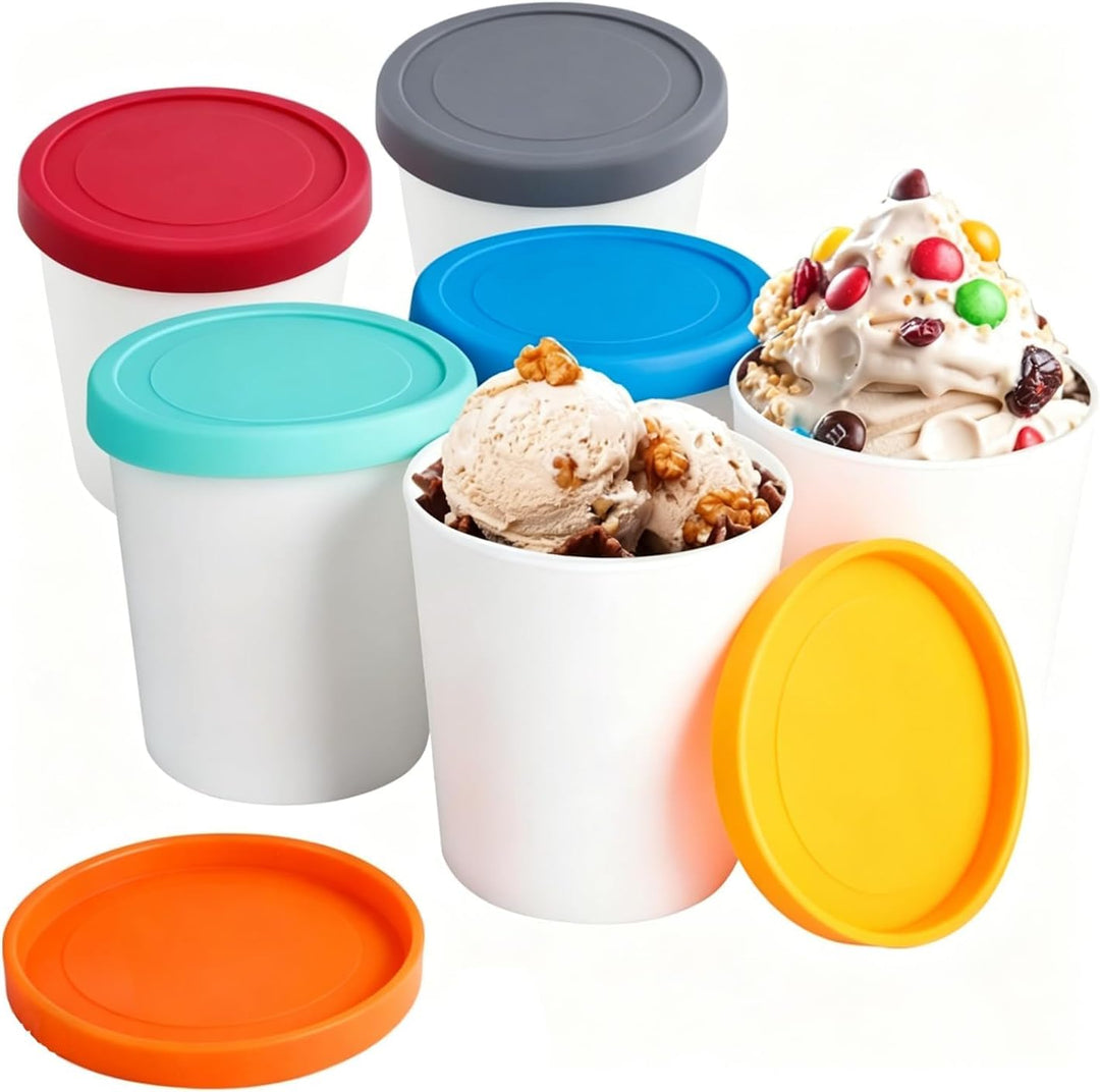 6 Stück Eisbehälter für Speiseeis 250ML Gefrierdosen Aufbewahrungsbehälter | Eisbehälter für Selbstg