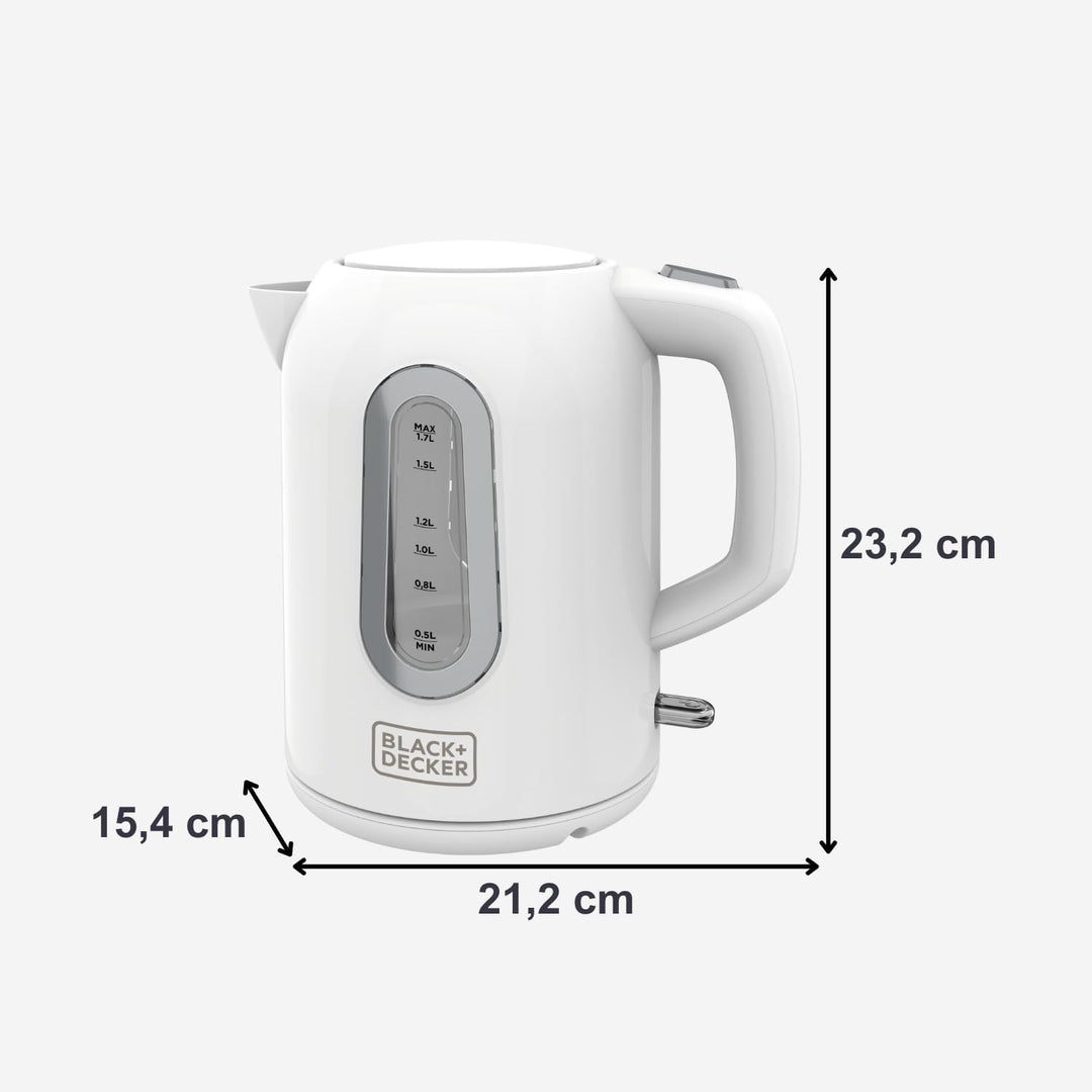 BLACK+DECKER BXKE2204E - Wasserkocher, 1,7 l, 2200 W, 360°-Sockel, leicht, Abschaltautomatik bei koc
