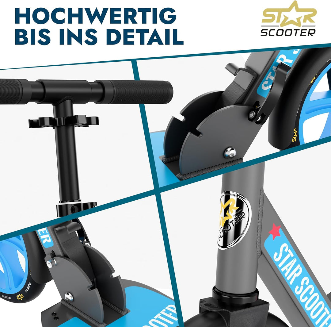 STAR SCOOTER Aluminium Kickscooter Tret City Roller für Jungen, Mädchen ab 6-7 Jahre | Big 205mm Whe