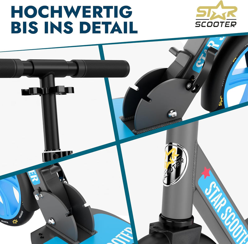 STAR SCOOTER Aluminium Kickscooter Tret City Roller für Jungen, Mädchen ab 6-7 Jahre | Big 205mm Whe