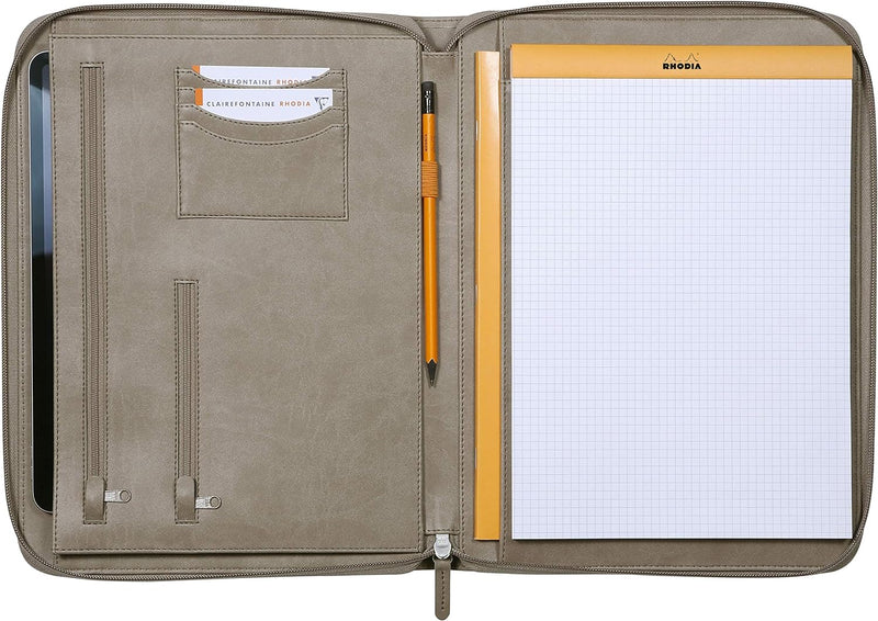 Rhodia 168117C - Konferenzmappe Rhodiarama 25,5x34 cm, mit Etui, dehnbare Haupttasche, 2 flache Reis