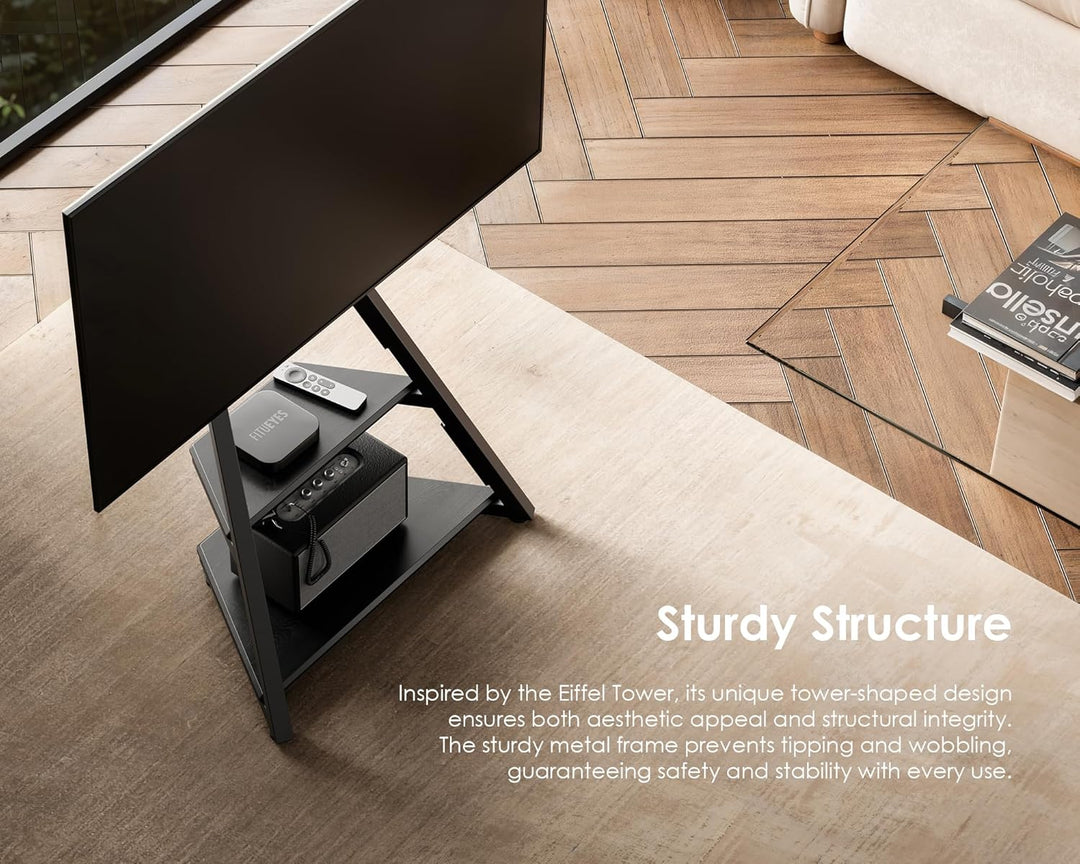 FITUEYES Design TV Ständer Rollbar, Mobiler TV Stand mit Rollen für 32 40 43 55 65 Zoll Flach & Curv