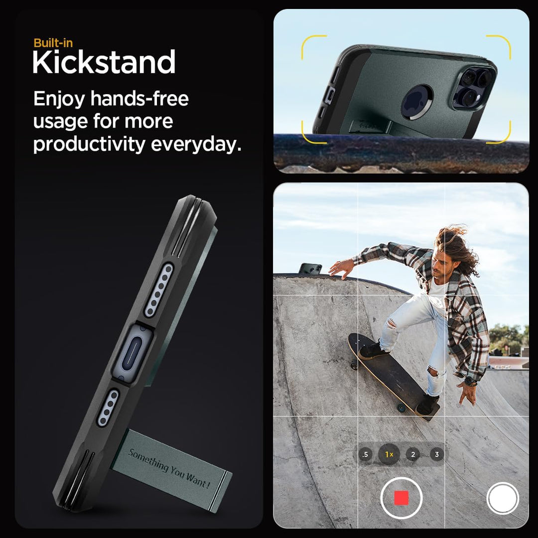 Spigen Hülle für iPhone 15 Pro Max Tough Armor MagFit Kompatibel mit MagSafe -Abyss Green, Abyss Gre