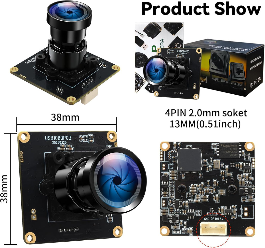 ELP Starvis USB-Kameramodul 0,0001 Lux Ultra Low Light H.264 HDR 1080P Sicherheits-Webcam-Modul mit