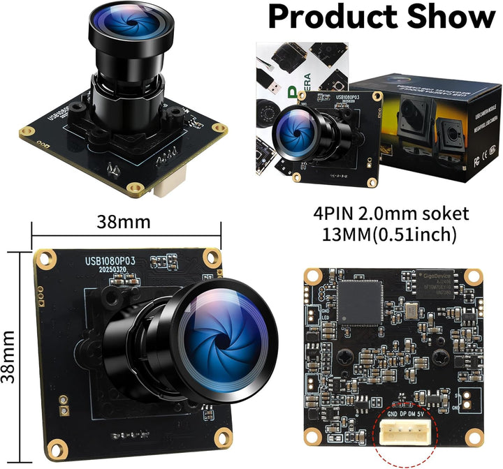 ELP Starvis USB-Kameramodul 0,0001 Lux Ultra Low Light H.264 HDR 1080P Sicherheits-Webcam-Modul mit