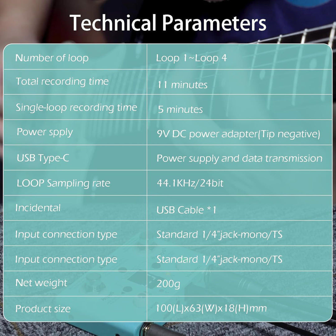 HOEREV Drum Looper Tuner Effekt Audio Workstation Gitarrenpedal ohne Netzteil