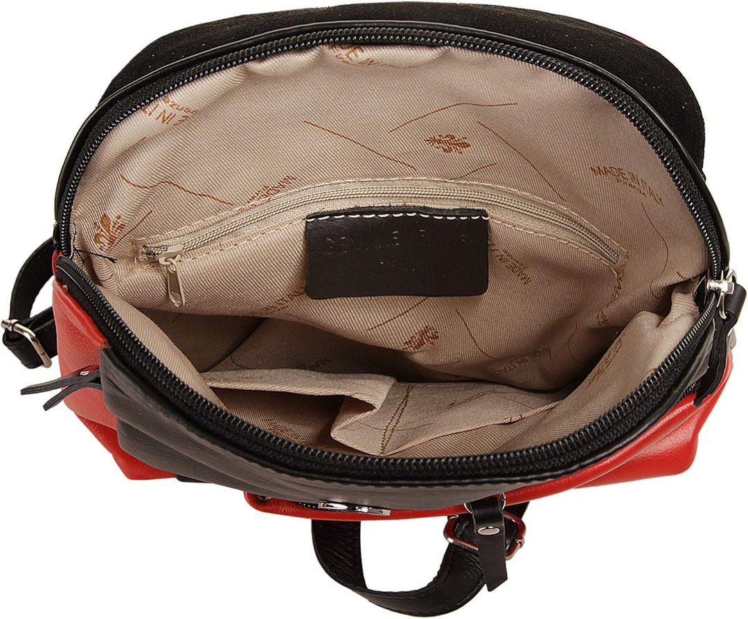 Cluty City-Rucksack Echt Leder Damen | Made in Italy, Daypack, Citybag, Schultertasche aus Leder | 0
