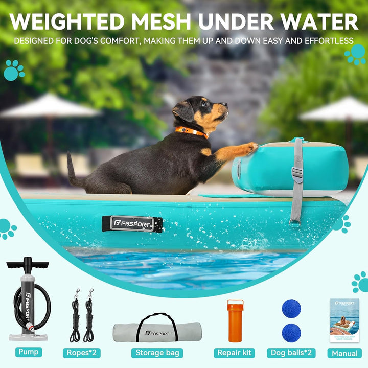 FBSPORT Hunderampe Aufblasbare Hunde Wasserrampe, Hundeboot Rampe Schwimmende Dock Leiter für Pool,