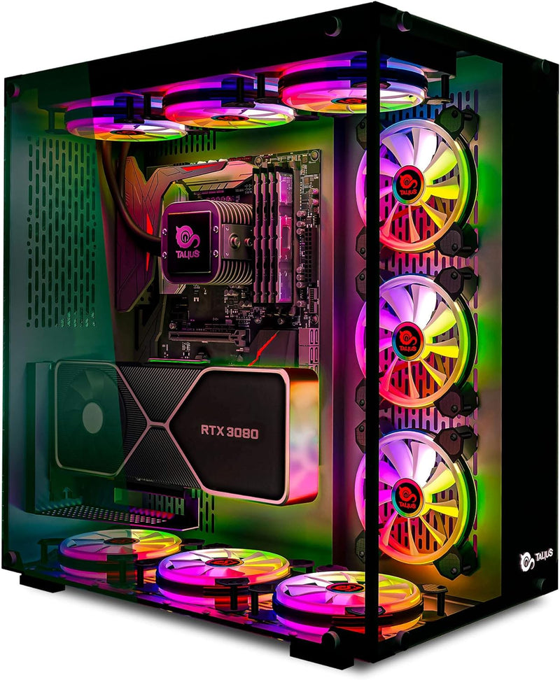 Talius Cronos ATX Gaming Box, gehärtetes Glas, RGB-Lüfter (in DREI Farben erhältlich) (Schwarz) Sing
