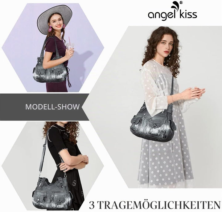 Angel Kiss Damen Handtasche Umhängetasche Leder Umhängetasche Gross Hobo Handtaschen 136