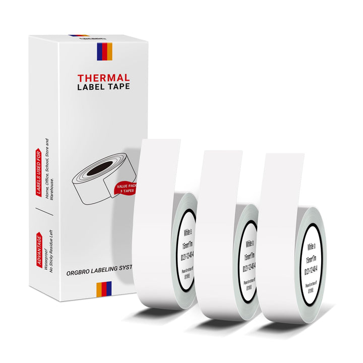 ORGBRO Etikettenband, Original Angepasstes X1 Thermodruck-Etikettenpapier 15mm×7m, Standard Kaschier