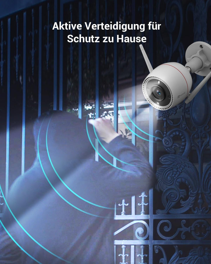 EZVIZ 2K Outdoor WLAN IP Kamera, IP67 Überwachungskamera mit KI-Personenerkennung, Farbnachtsicht, a