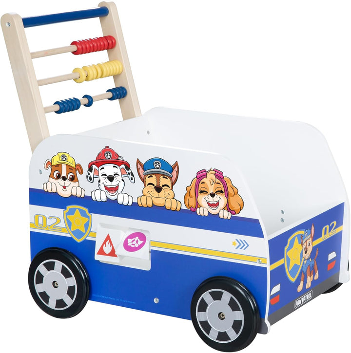 roba Bully-Schiebebus Paw Patrol für Kinder - Lauflernwagen/Puppenwagen aus Holz mit Spielfunktionen