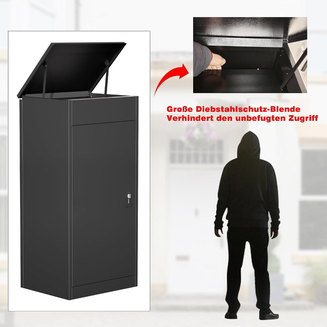 Paketbox Briefkasten mit Paketfach Paketbox Draussen Gross XXL Diebstahlgeschützter Paketbriefkasten