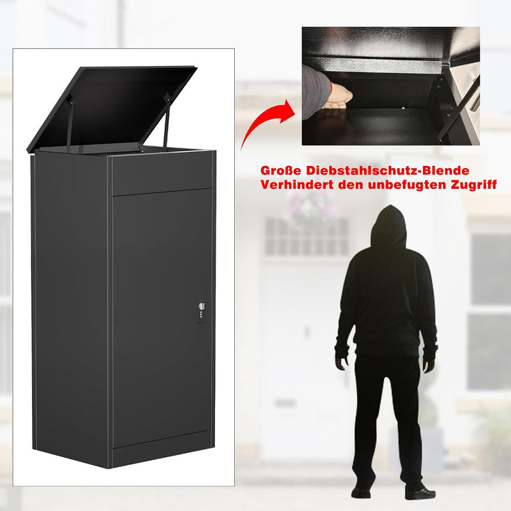 Paketbox Briefkasten mit Paketfach Paketbox Draussen Gross XXL Diebstahlgeschützter Paketbriefkasten