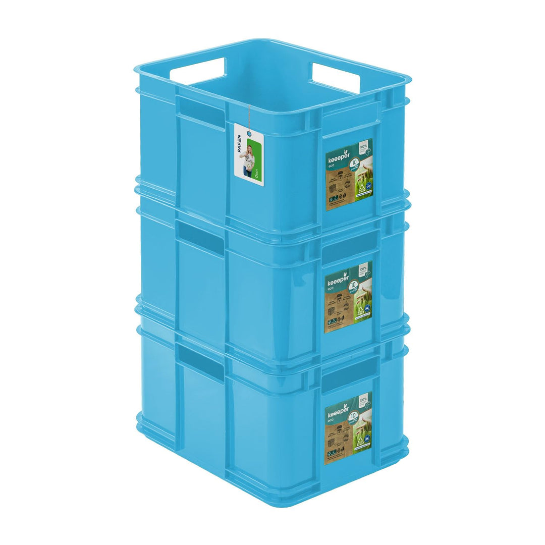 3x Euro Stapelbox 16l - 35 x 27 x 21 cm – Eco Aufbewahrungsbehälter Euro-box Stapelkasten Transport