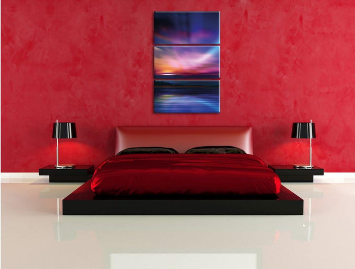 Pixxprint Nordische Polarlichter als Leinwandbild | Grösse: 3 Teilig (120x80) | Wandbild| Kunstdruck
