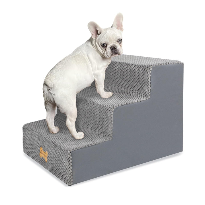 Nepfaivy Hundetreppe für Kleine Hunde 3-Stufig, Hundetreppe Hunderampe für Bett und Sofa aus Hochdic