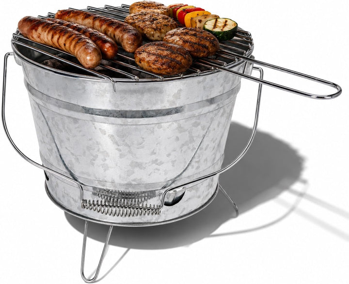 Mojawo BBQ Outdoor Picknickgrill Grilleimer Feuereimer Minigrill tragbar Ø27xH22cm mobiler Grill mit